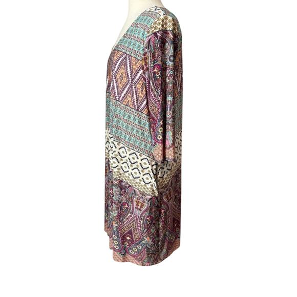 Women's 2XL Colorful Lightweight Half Sleeve BOHO Cottagecore Spring Tunic Dress - Picture 4 of 6